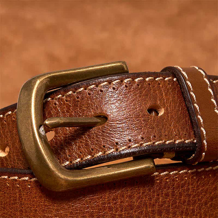 Men's Luxury Stitched Cowhide Leather Belt - image 4
