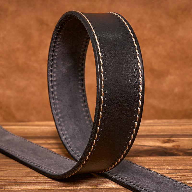 Men's Luxury Stitched Cowhide Leather Belt - image 9