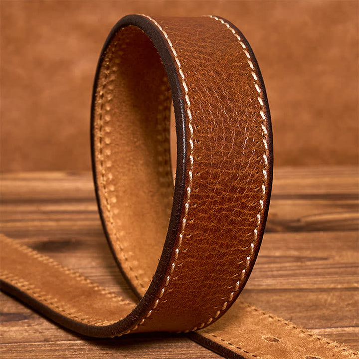 Men's Luxury Stitched Cowhide Leather Belt - image 5