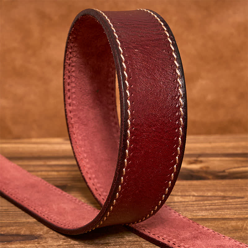 Men's Luxury Stitched Cowhide Leather Belt - image 18