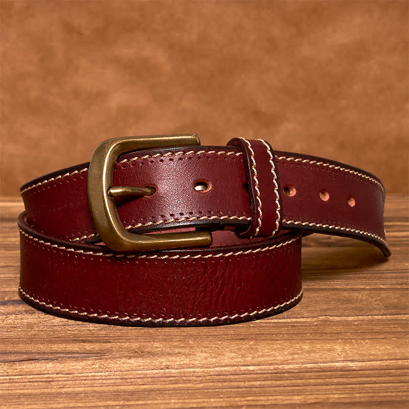 Men's Luxury Stitched Cowhide Leather Belt - image 16