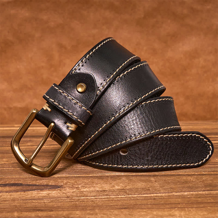 Men's Luxury Stitched Cowhide Leather Belt - image 7