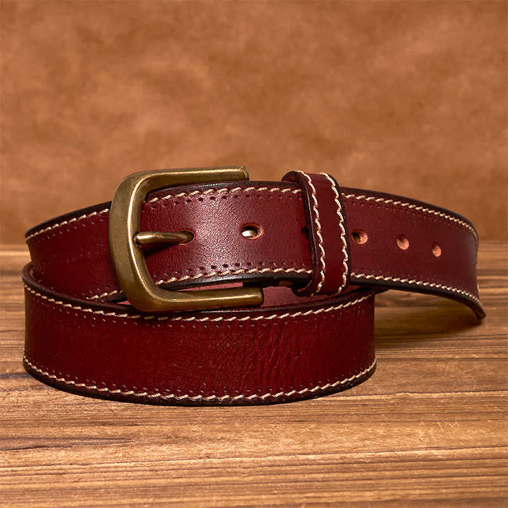 Men's Luxury Stitched Cowhide Leather Belt - image 16