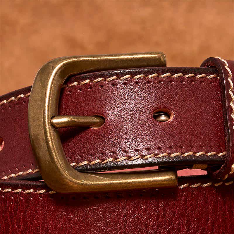 Men's Luxury Stitched Cowhide Leather Belt - image 17