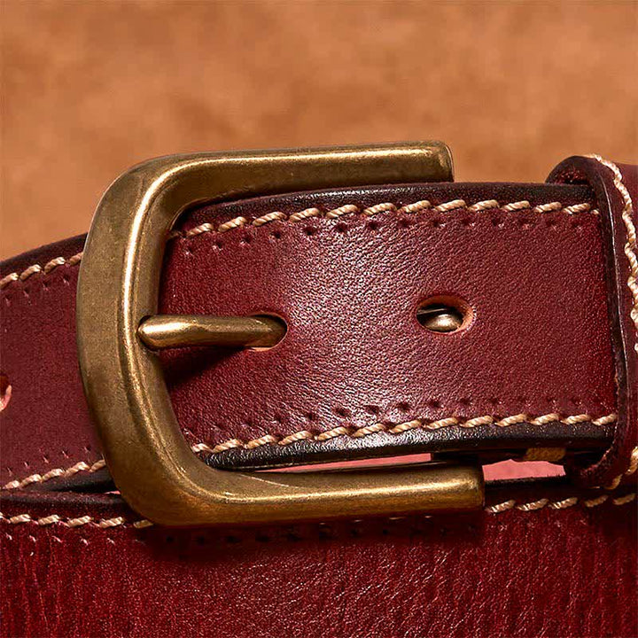 Men's Luxury Stitched Cowhide Leather Belt - image 17