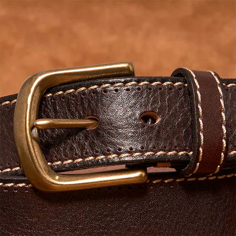 Men's Luxury Stitched Cowhide Leather Belt - image 13