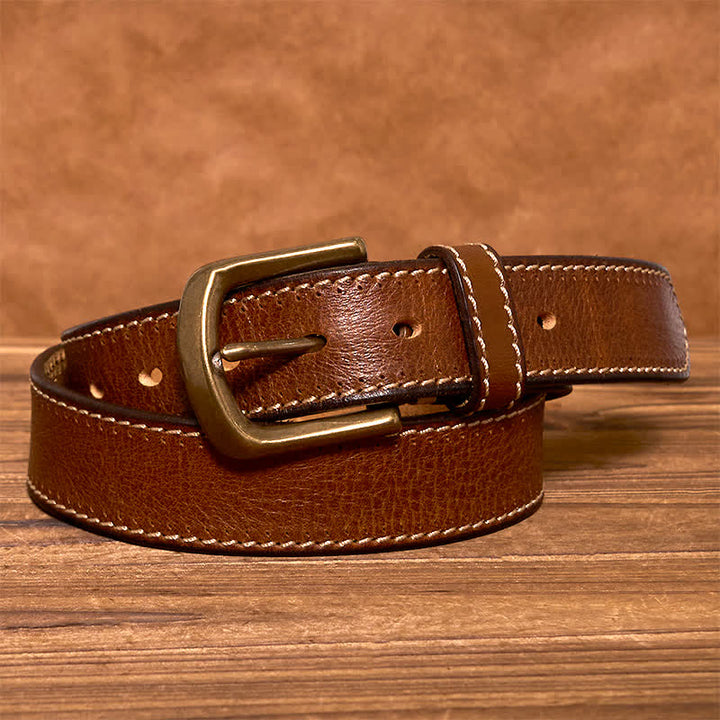 Men's Luxury Stitched Cowhide Leather Belt - image 3