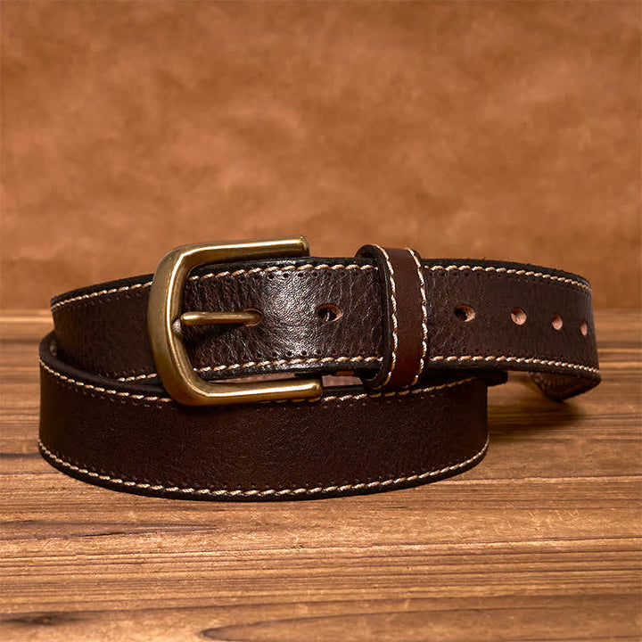 Men's Luxury Stitched Cowhide Leather Belt - image 11