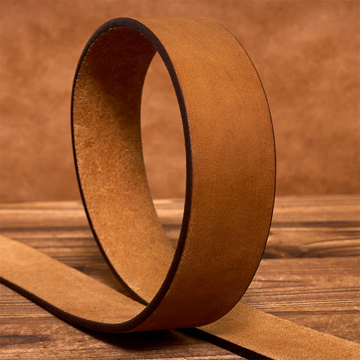 Simple Chic Vintage Brass Square Buckle Leather Belt - image 4