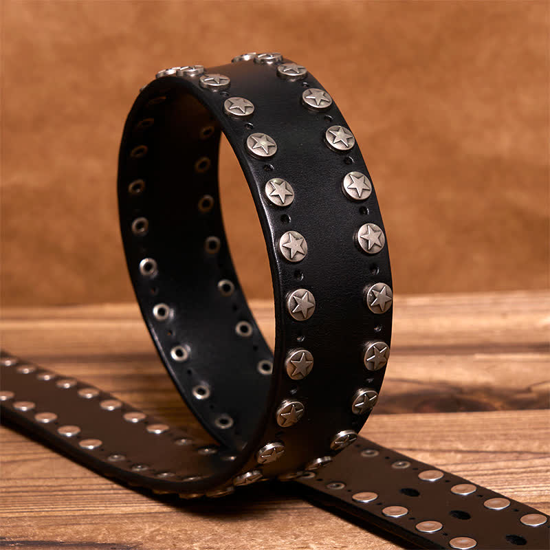 Punk Biker Rivet Studded Handmade Leather Belt - image 9