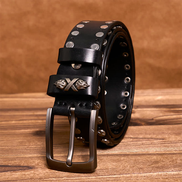 Punk Biker Rivet Studded Handmade Leather Belt - image 6