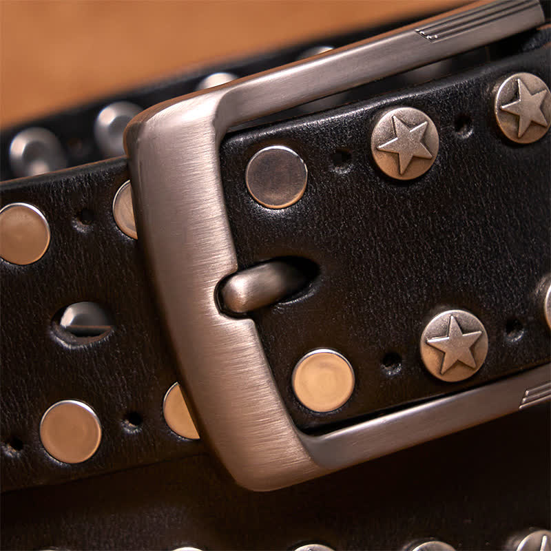 Punk Biker Rivet Studded Handmade Leather Belt - image 7