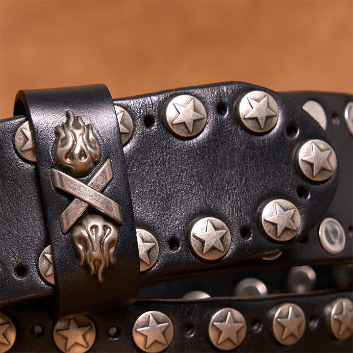 Punk Biker Rivet Studded Handmade Leather Belt - image 8