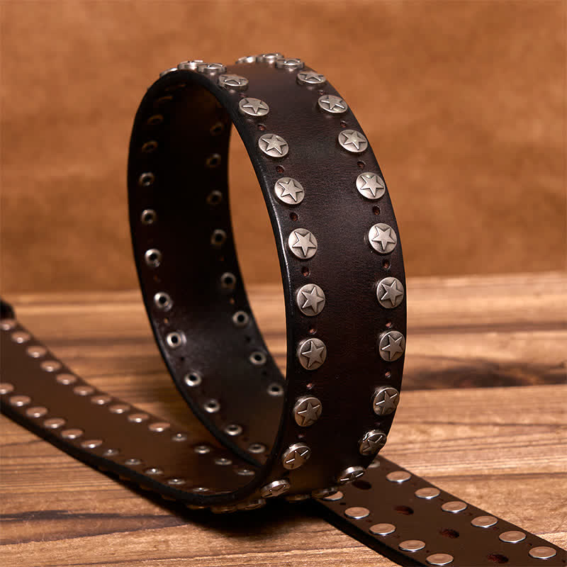 Punk Biker Rivet Studded Handmade Leather Belt - image 4