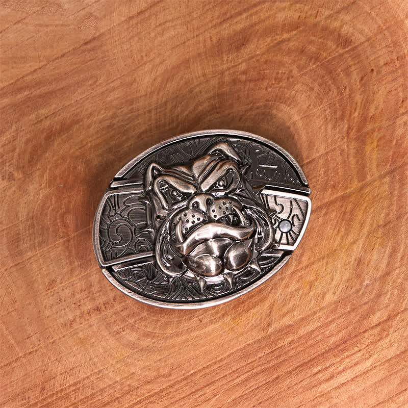 Men's DIY Fierce Dog Hidden Folding Knife Leather Belt