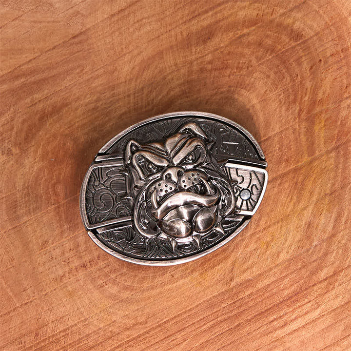 Men's DIY Fierce Dog Hidden Folding Knife Leather Belt