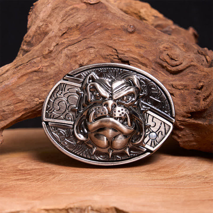 Men's DIY Fierce Dog Hidden Folding Knife Leather Belt