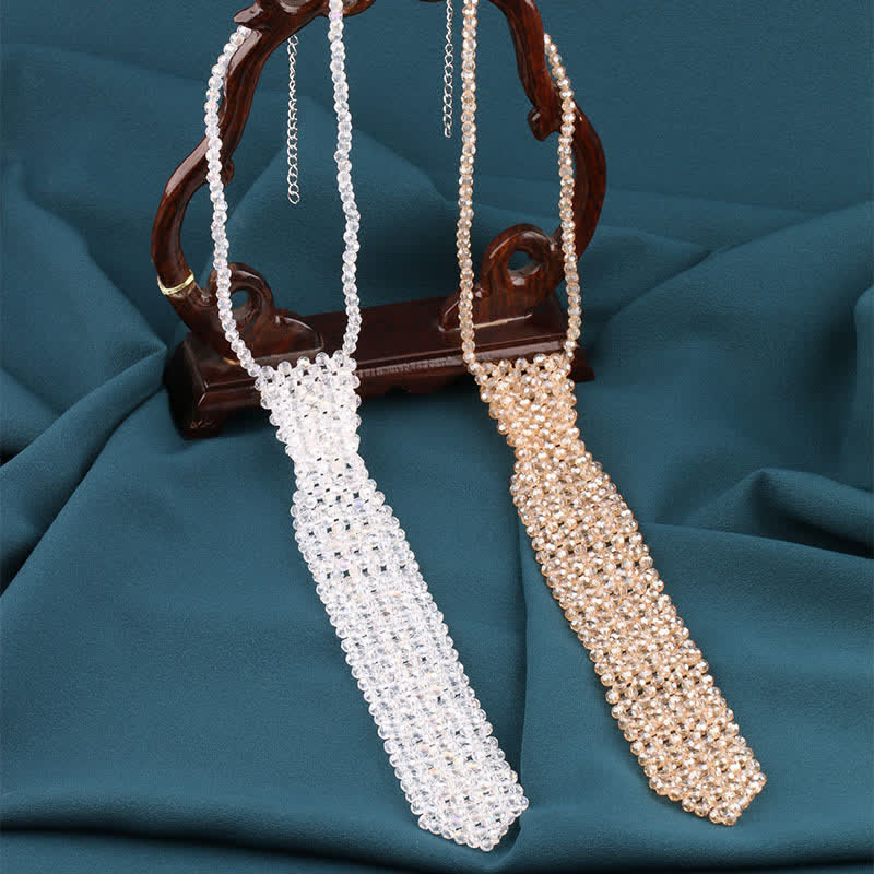 Handmade Artificial Crystal Creative Necktie Necklace