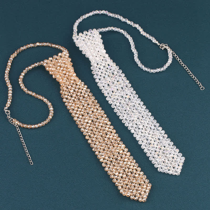 Handmade Artificial Crystal Creative Necktie Necklace