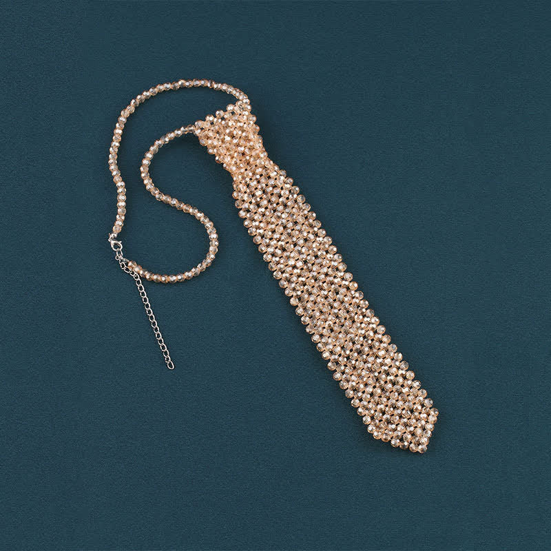 Handmade Artificial Crystal Creative Necktie Necklace