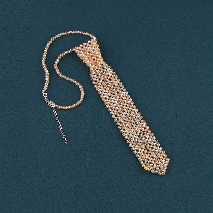 Handmade Artificial Crystal Creative Necktie Necklace