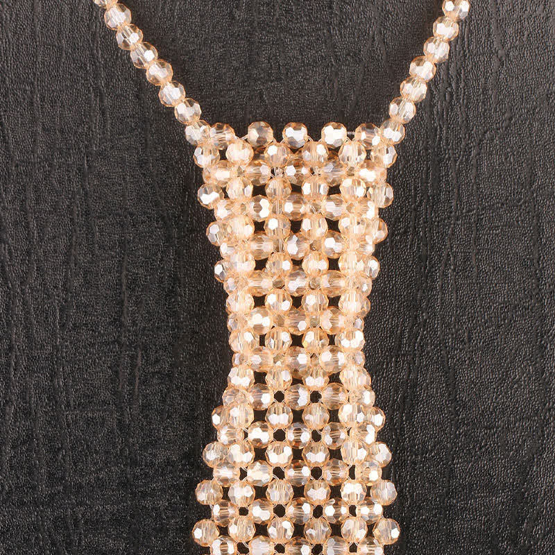 Handmade Artificial Crystal Creative Necktie Necklace