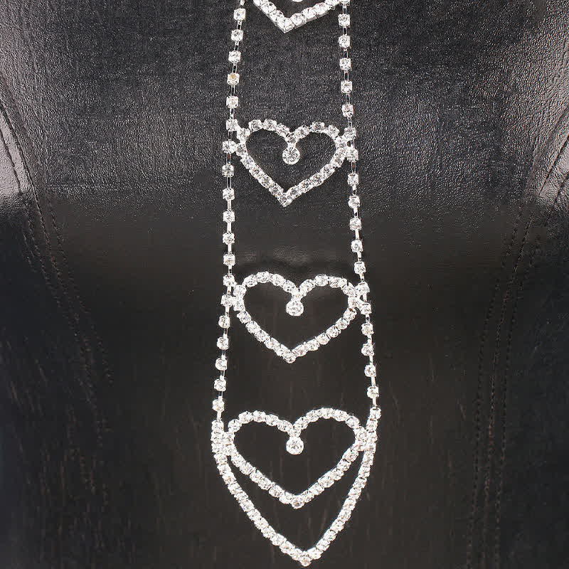 Luxury Heart-Shaped Rhinstones Creative Necktie Necklace - image 4