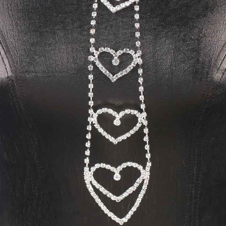 Luxury Heart-Shaped Rhinstones Creative Necktie Necklace - image 4