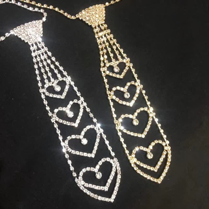 Luxury Heart-Shaped Rhinstones Creative Necktie Necklace - image 6
