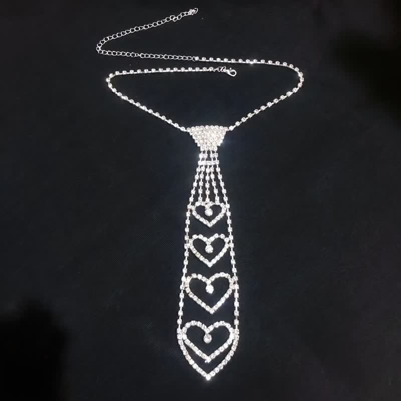 Luxury Heart-Shaped Rhinstones Creative Necktie Necklace - image 2