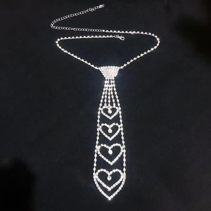 Luxury Heart-Shaped Rhinstones Creative Necktie Necklace - image 2