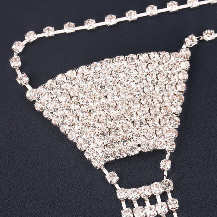 Luxury Heart-Shaped Rhinstones Creative Necktie Necklace - image 3