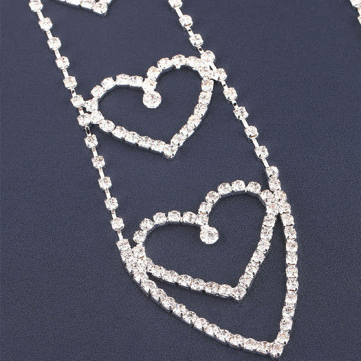 Luxury Heart-Shaped Rhinstones Creative Necktie Necklace - image 5