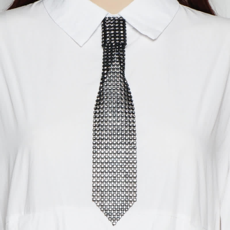 Ultra-Shiny Rhinstones Creative Necktie Necklace