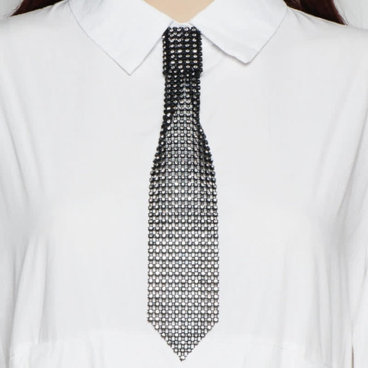 Ultra-Shiny Rhinstones Creative Necktie Necklace