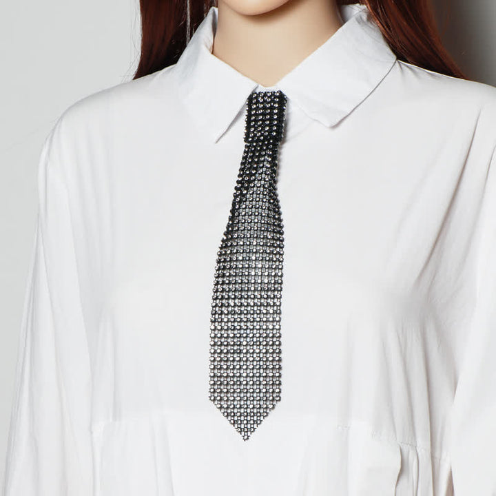 Ultra-Shiny Rhinstones Creative Necktie Necklace - image 0