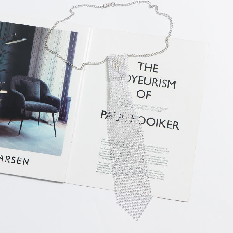 Ultra-Shiny Rhinstones Creative Necktie Necklace