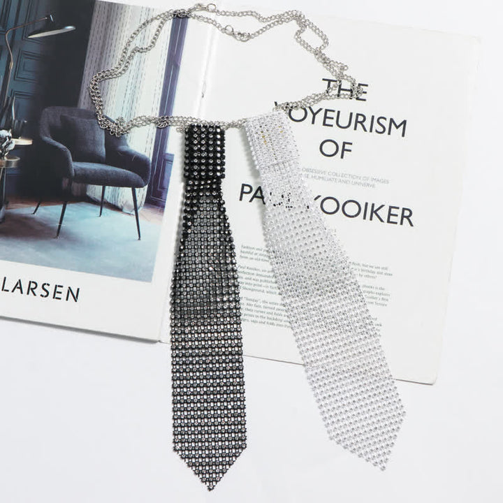 Ultra-Shiny Rhinstones Creative Necktie Necklace