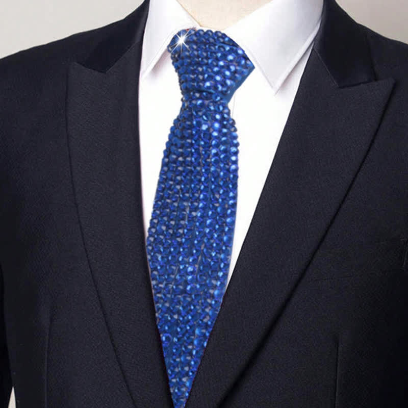 Sparkling Rhinestone Diamond-Style Creative Necktie - Blue - image 0