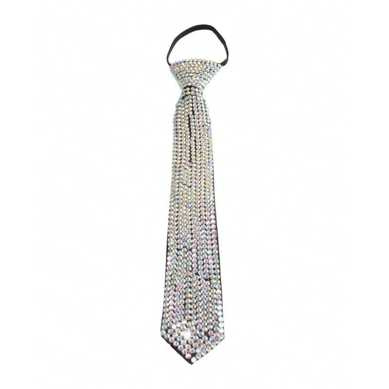 Sparkling Rhinestone Diamond-Style Creative Necktie - Colorful - image 7