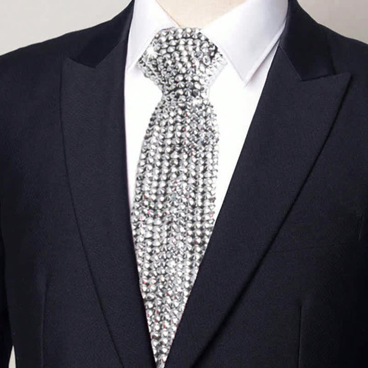 Sparkling Rhinestone Diamond-Style Creative Necktie - Silver - image 2