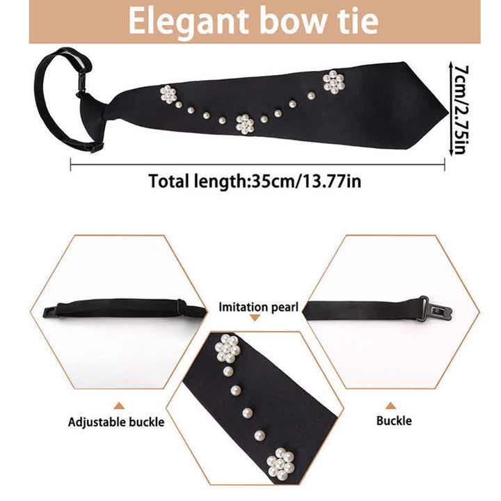Elegant Artificial Pearls Studded Creative Necktie