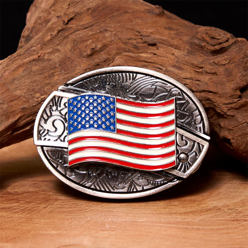 Men's DIY American Flag Hidden Folding Knife Leather Belt - American Flag - Without Belt - Not Included Belt - image 0