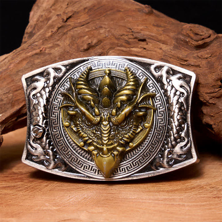 Men's DIY Sharp-billed Dragon Hidden Folding Knife Leather Belt