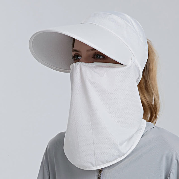 2pcs Women's Ponytail Mesh Sun Visor Cap with Removable Flap - White - Adjustable (22"-23 1/4") - image 6