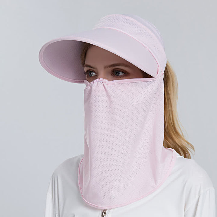 2pcs Women's Ponytail Mesh Sun Visor Cap with Removable Flap - Pink - Adjustable (22"-23 1/4") - image 7