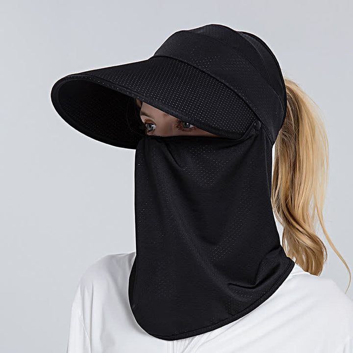 2pcs Women's Ponytail Mesh Sun Visor Cap with Removable Flap - Black - Adjustable (22"-23 1/4") - image 5