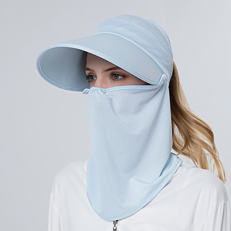 2pcs Women's Ponytail Mesh Sun Visor Cap with Removable Flap - Blue - Adjustable (22"-23 1/4") - image 2