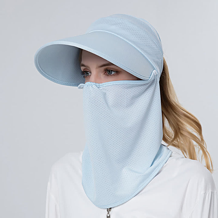 2pcs Women's Ponytail Mesh Sun Visor Cap with Removable Flap - Blue - Adjustable (22"-23 1/4") - image 2