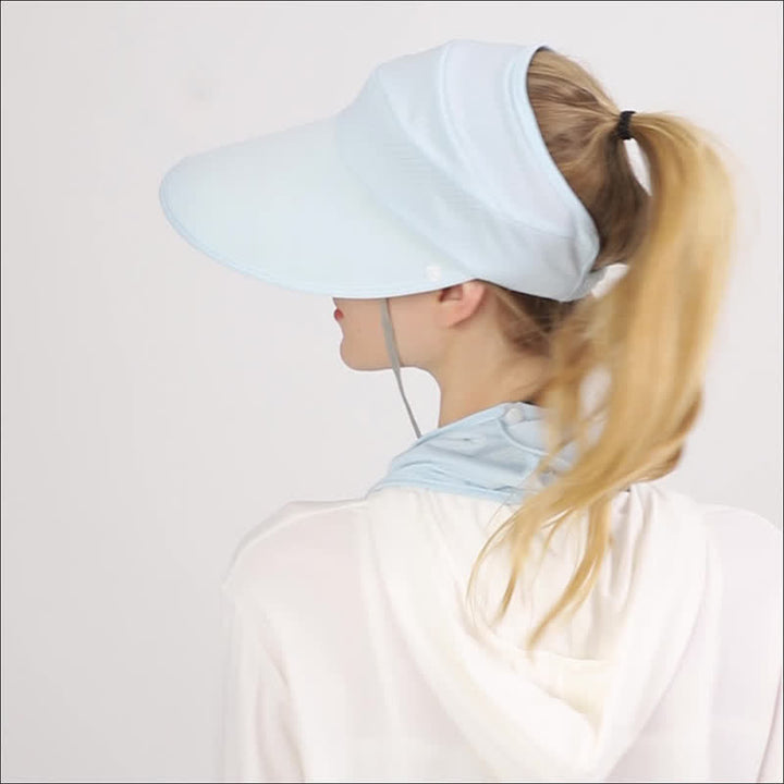 2pcs Women's Ponytail Mesh Sun Visor Cap with Removable Flap